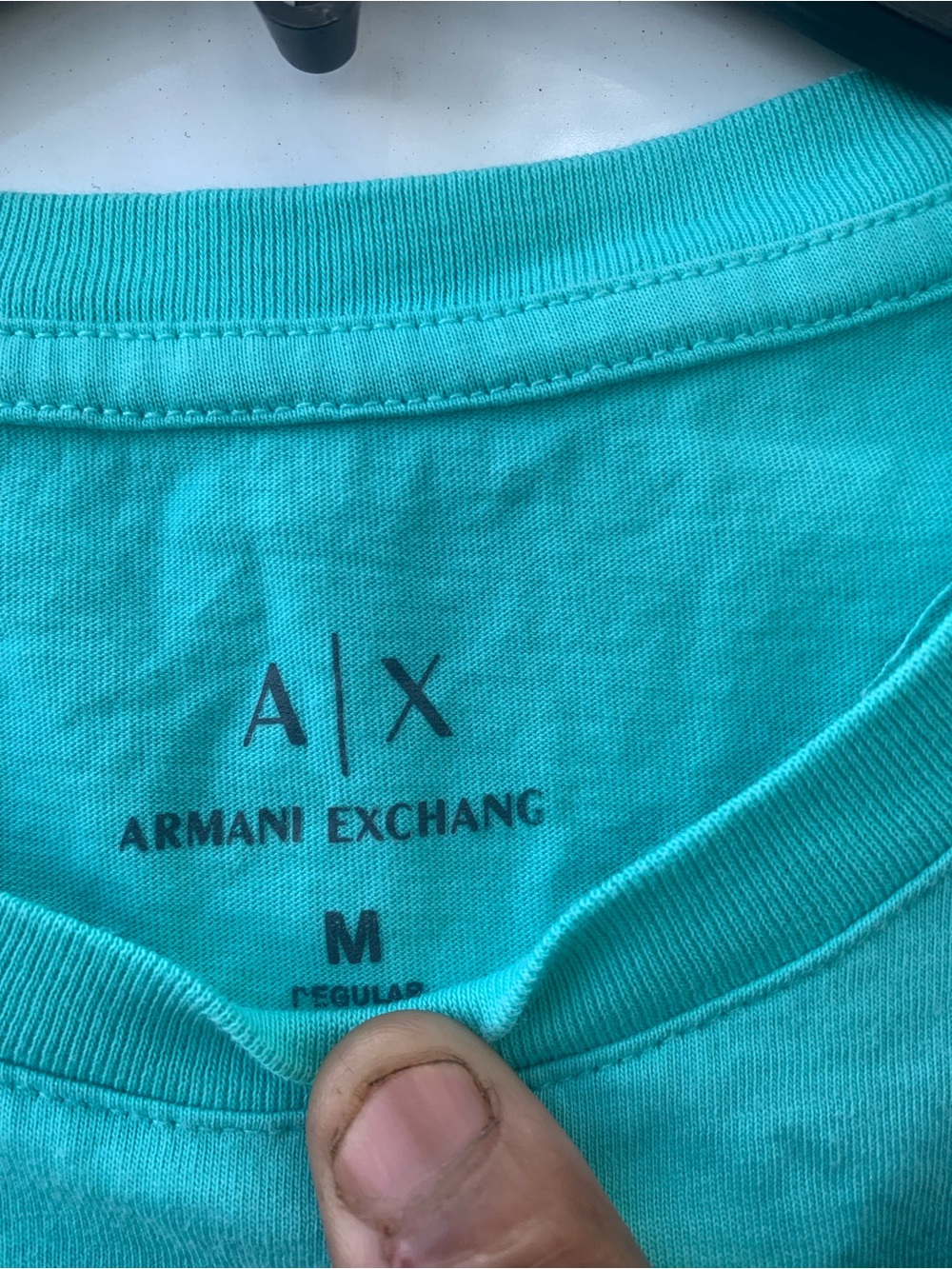 Armani Exchange Men's Aqua Crew Neck T-Shirt